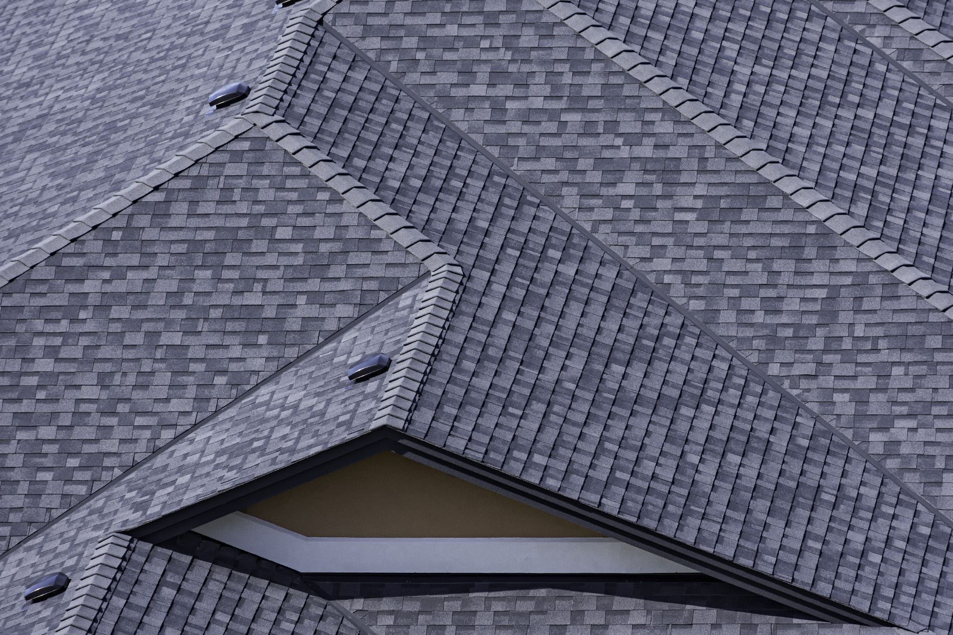 Asphalt shingle roof from above